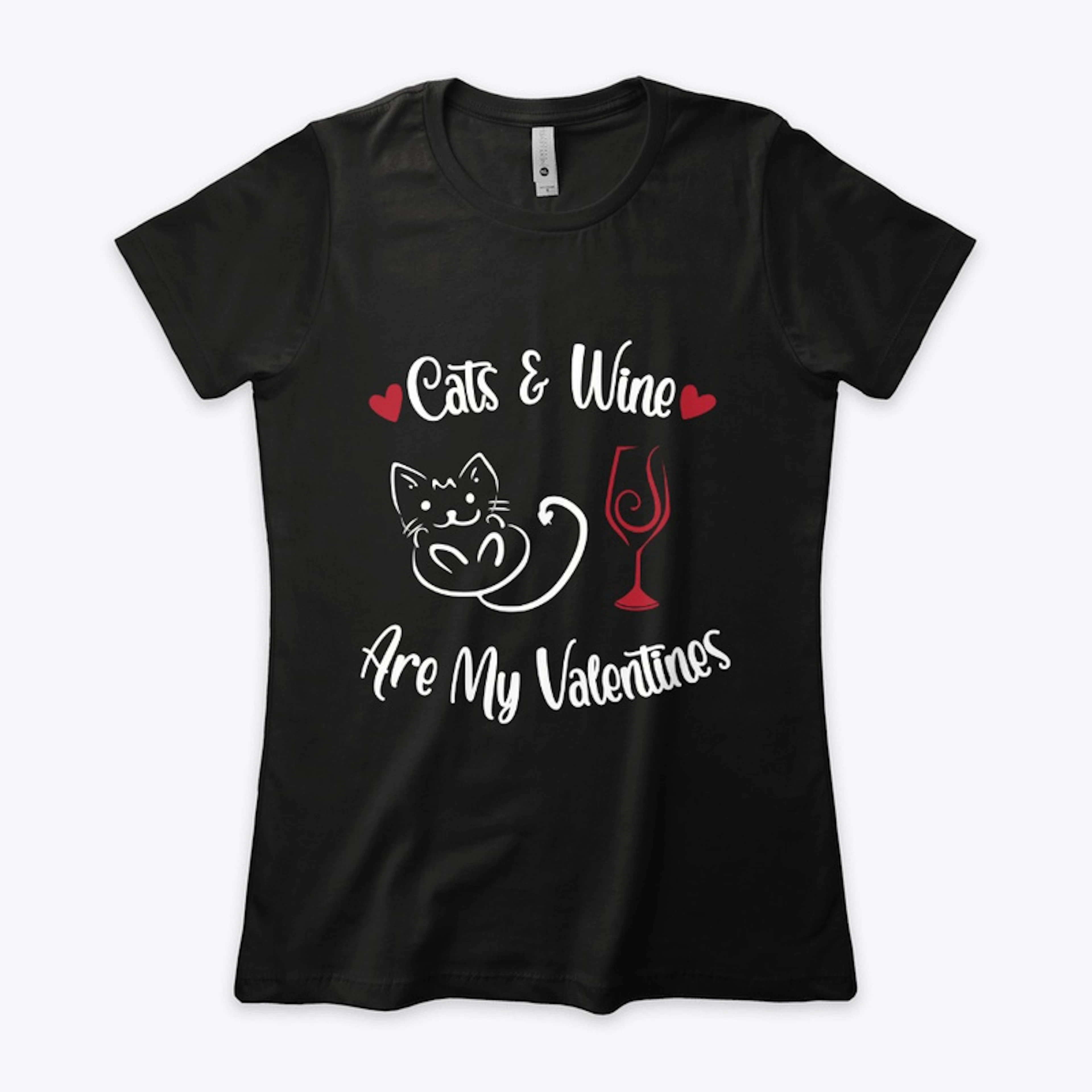 Cats & Wine Are My Valentines - Hearts