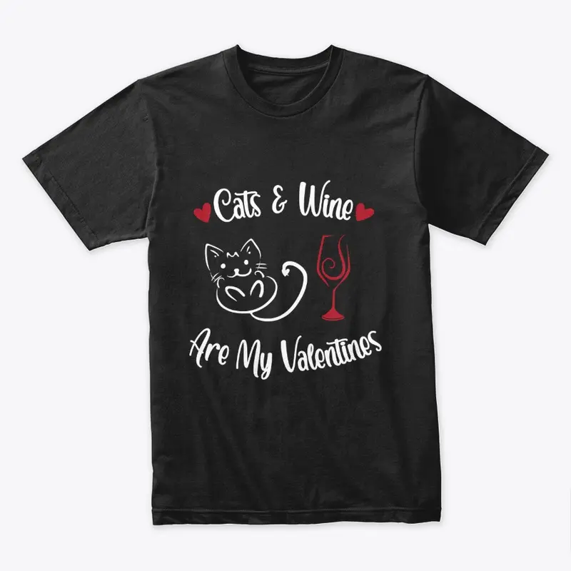 Cats & Wine Are My Valentines - Hearts