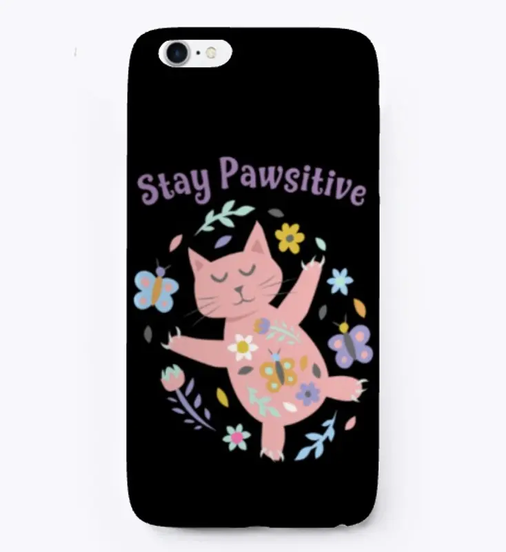 Stay Pawsitive - Cat Flowers Butterfly