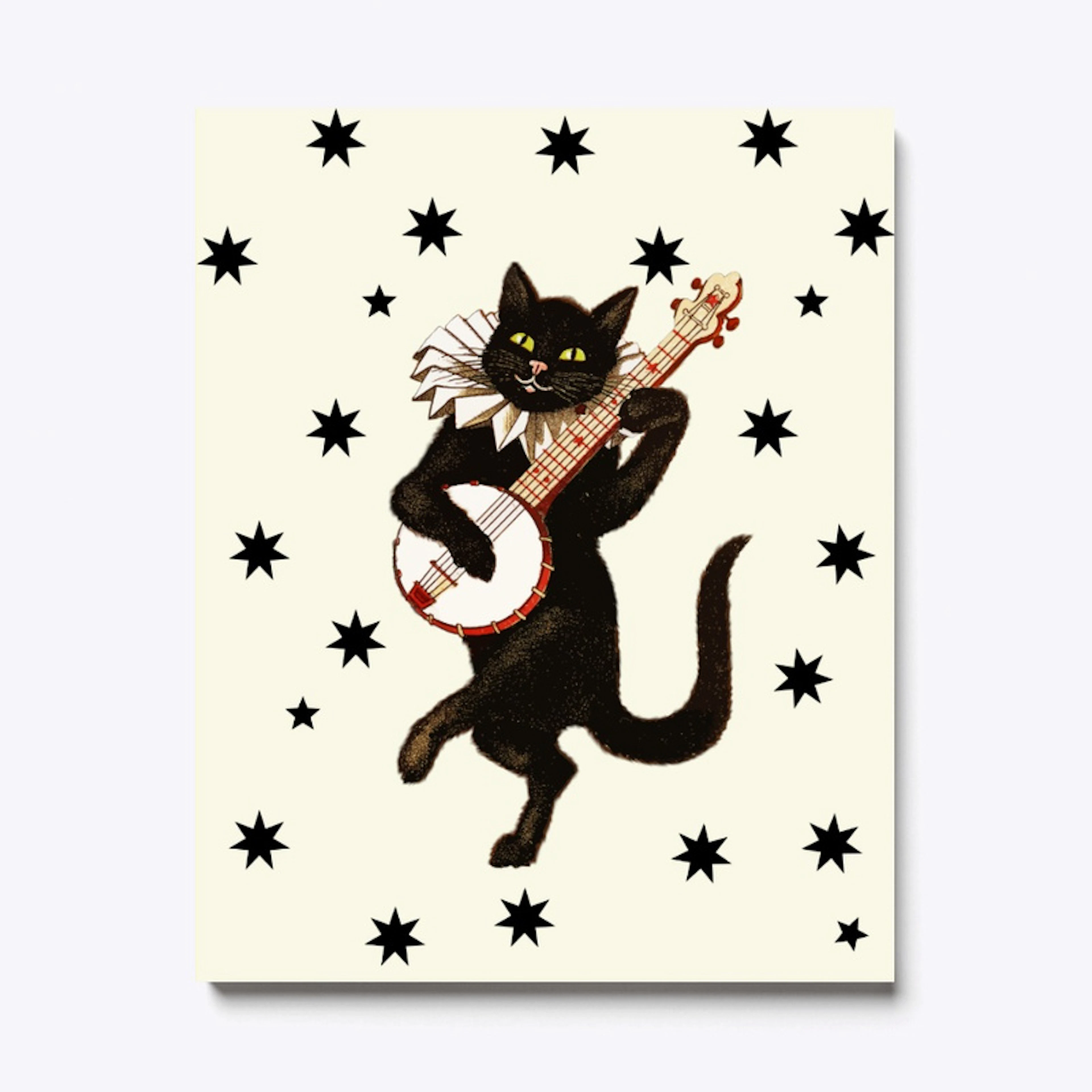 Vintage Black Cat Guitar and Stars