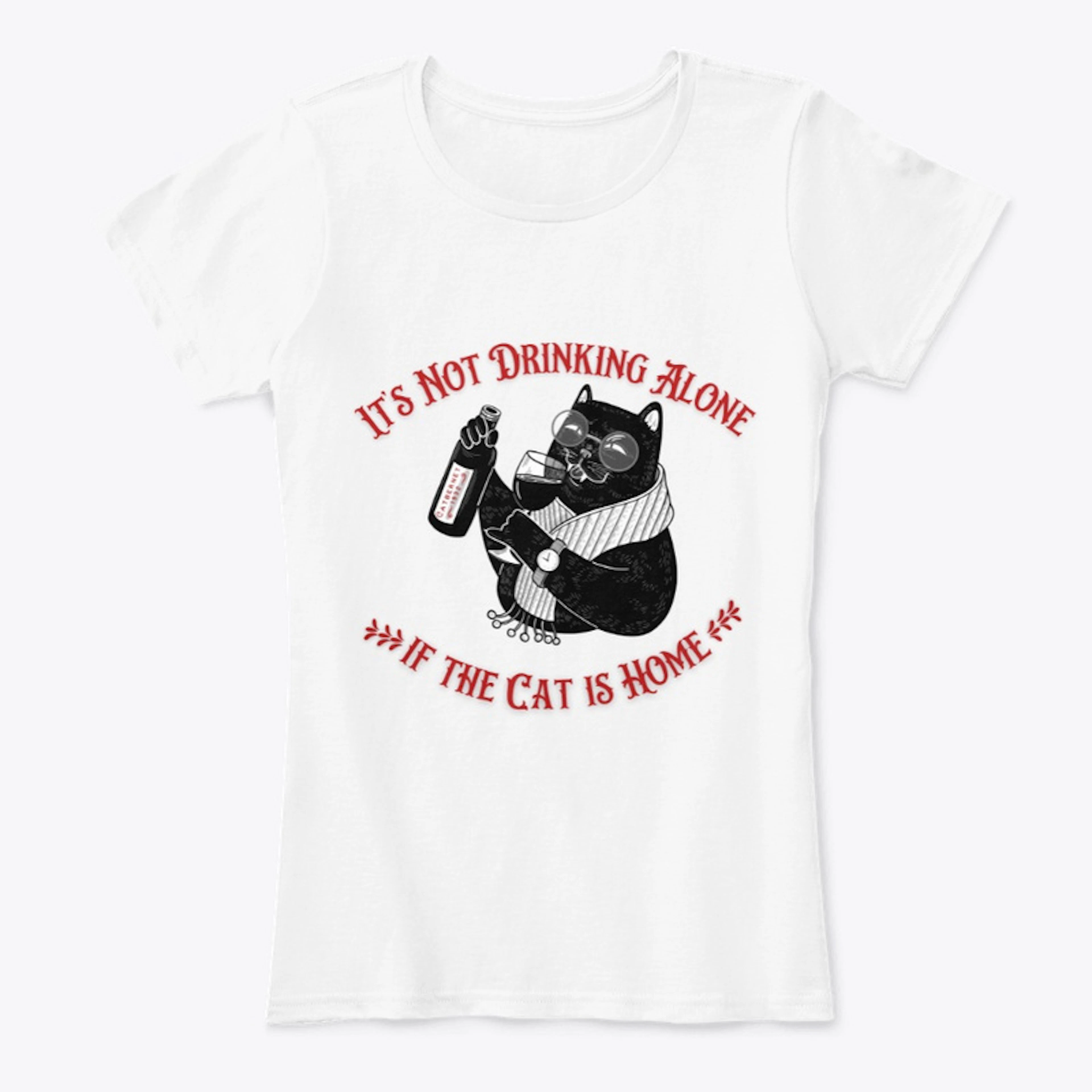 Not Drinking Alone - Vintage Wine Cat 