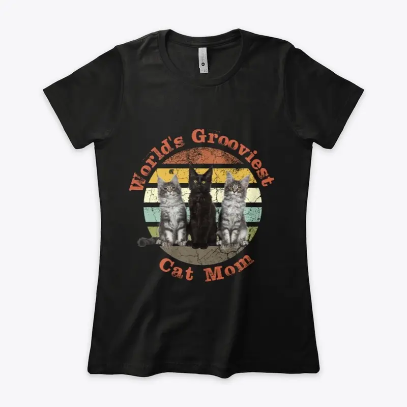 "World's Grooviest Cat Mom" Retro Cats