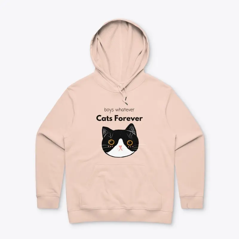 "Boys Whatever Cats Forever" Tuxedo Cat