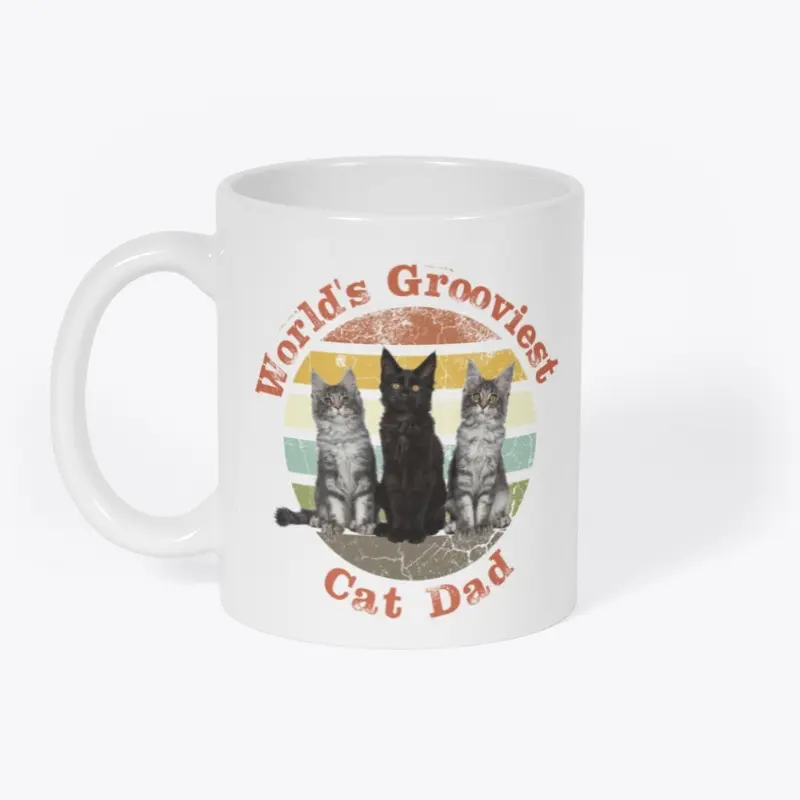  "World's Grooviest Cat Dad" Retro Cats